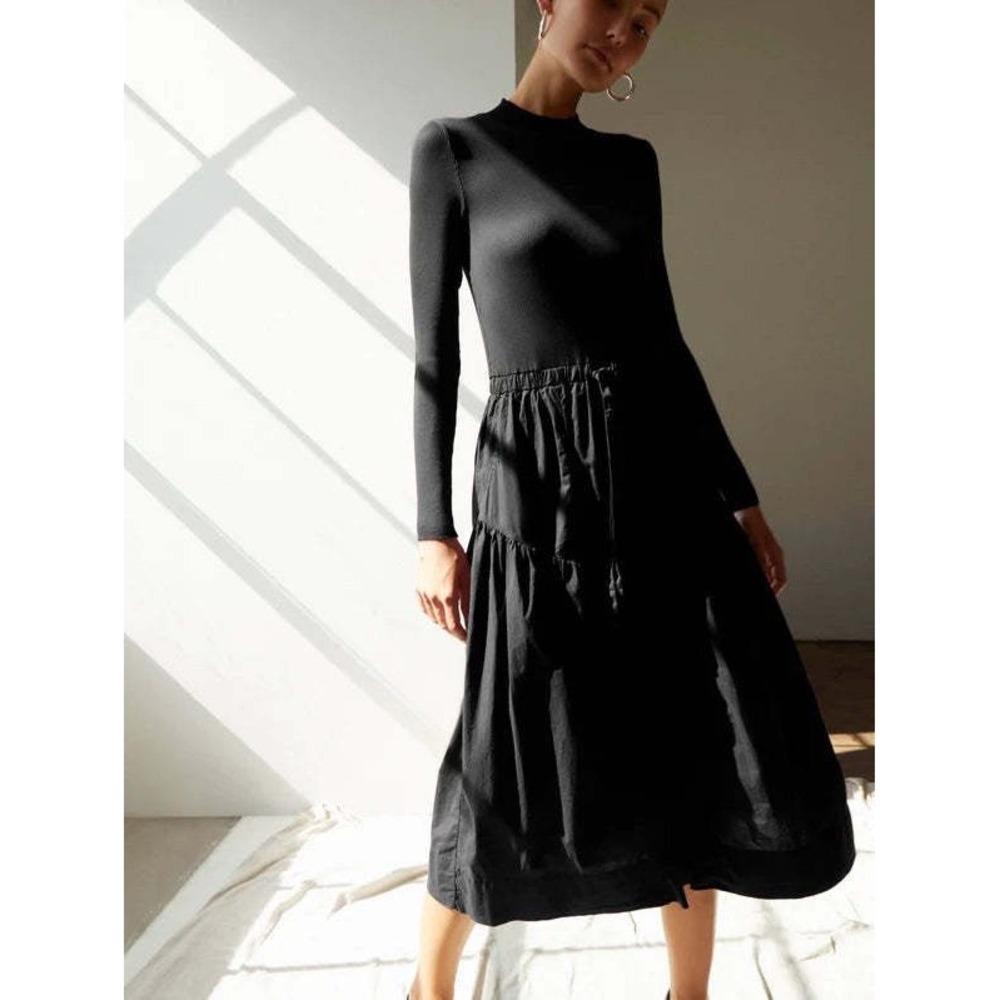 Nation LTD Wrenley Combo Midi Dress – Jet Black Sz Small NWT